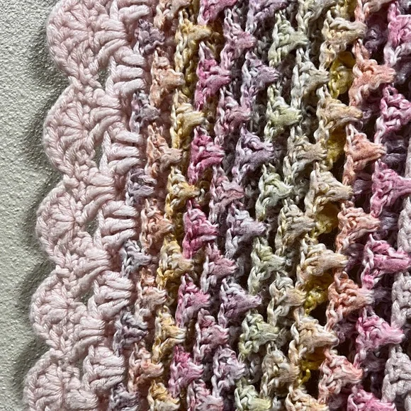 Handmade Pink Crochet Afghan Blanket - Picture 3 of 4